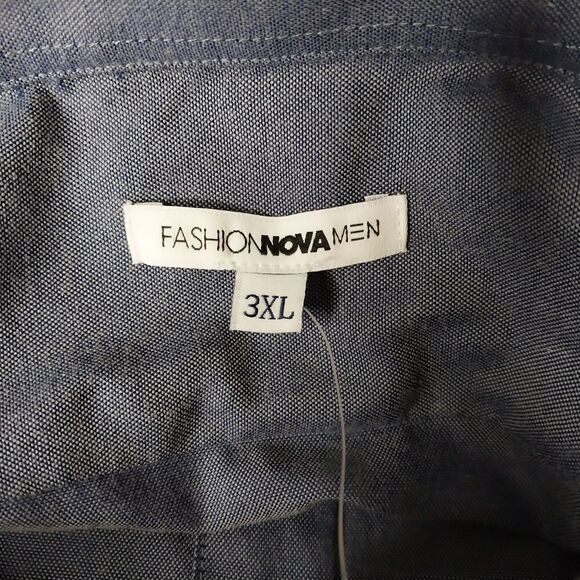 Fashion Nova Mens NWT Button Down Shirt Size 3XL Blue Preppy Event Career - Picture 3 of 9